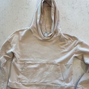 Tan Boxy Crop Long Sleeve Hoodie